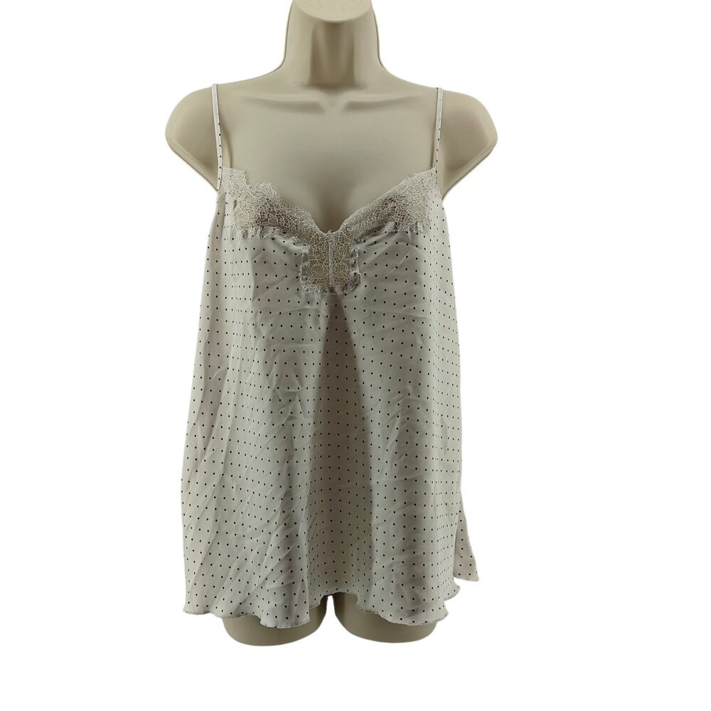 Victoria's Secret Cream Black Polkadot Camisole Lace Trim Size Xlarge